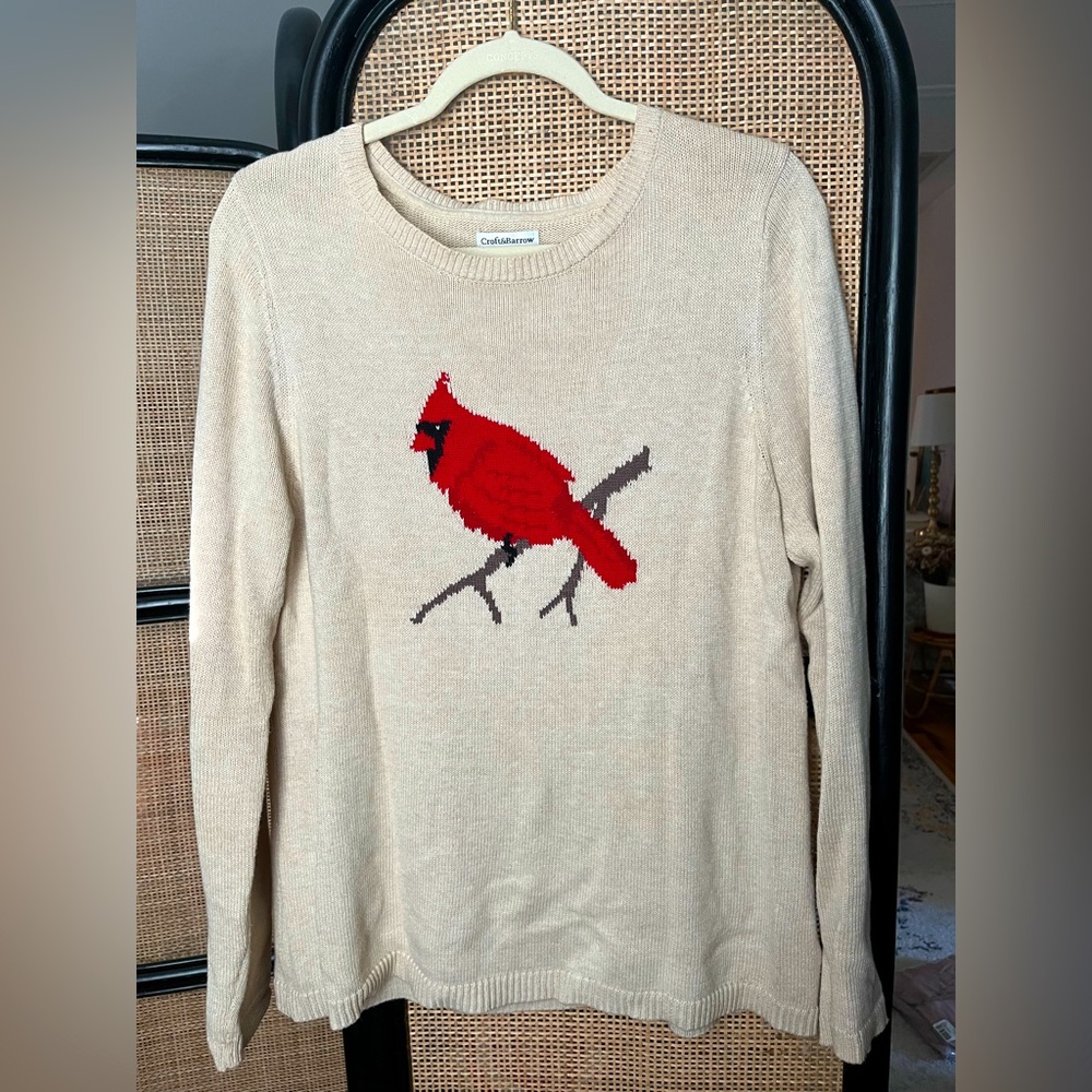 Knit red bird sweater